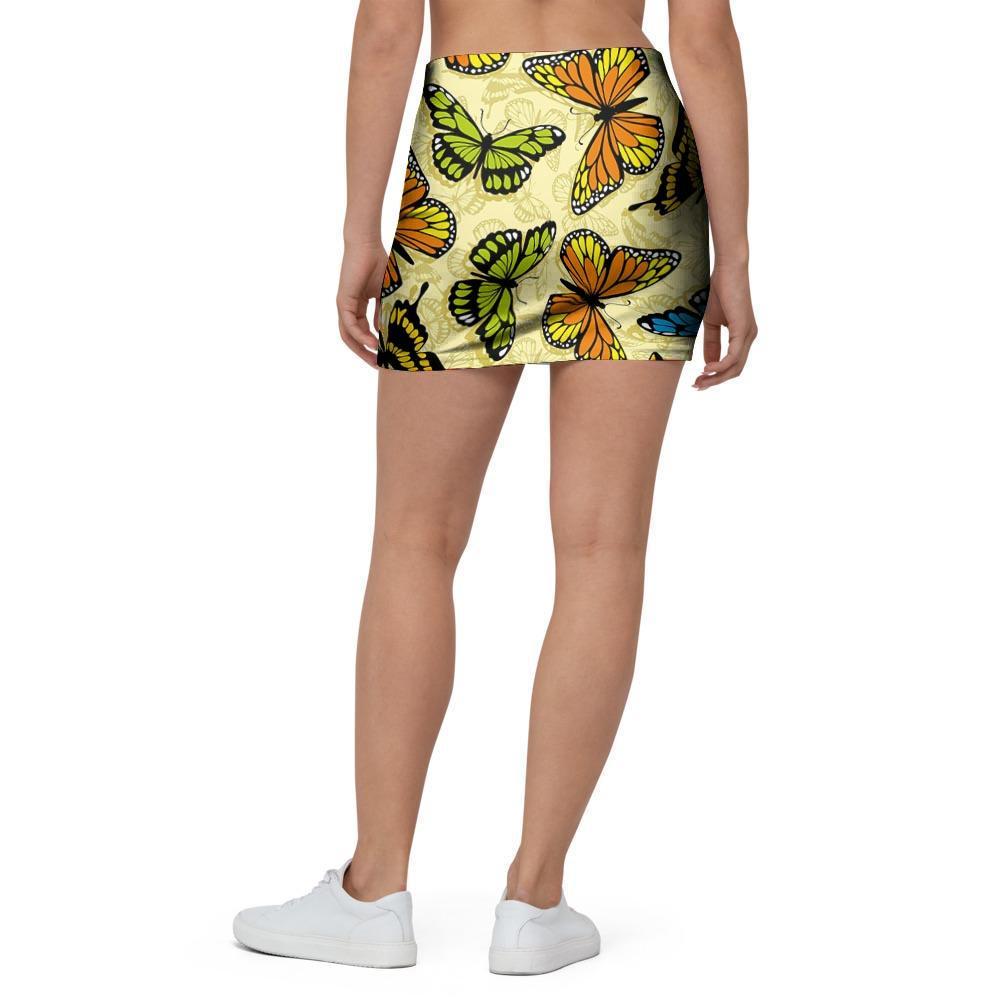 Yellow Butterfly Pattern Print Mini Skirt-grizzshop