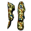 Yellow Butterfly Pattern Print Muay Thai Shin Guard-grizzshop