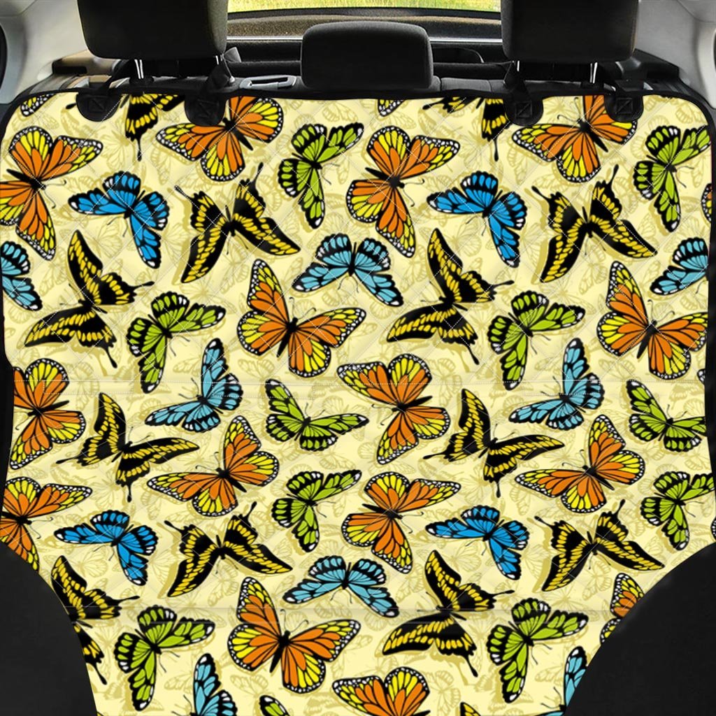 Yellow Butterfly Pattern Print Pet Car Seat Cover-grizzshop