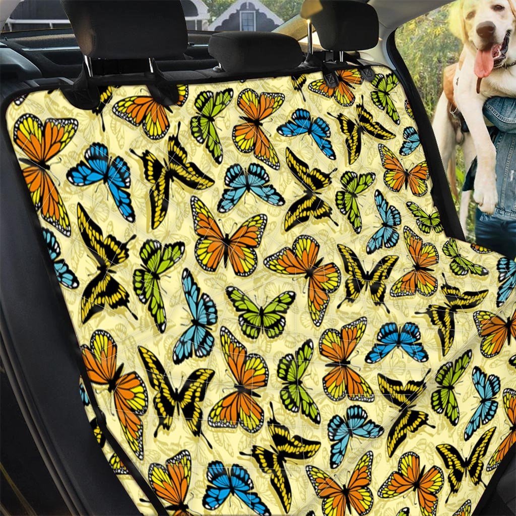 Yellow Butterfly Pattern Print Pet Car Seat Cover-grizzshop