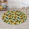 Yellow Butterfly Pattern Print Round Rug-grizzshop