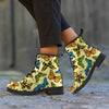 Yellow Butterfly Pattern Print Women's Boots-grizzshop