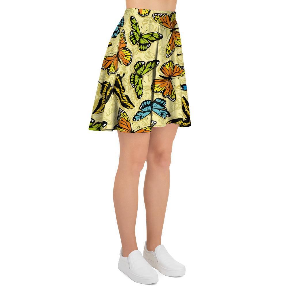 Yellow Butterfly Pattern Print Women's Skirt-grizzshop
