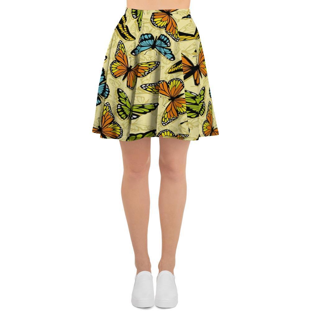 Yellow Butterfly Pattern Print Women's Skirt-grizzshop