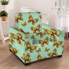 Yellow Butterfly Print Armchair Cover-grizzshop