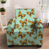 Yellow Butterfly Print Armchair Cover-grizzshop