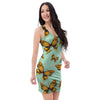 Yellow Butterfly Print Bodycon Dress-grizzshop