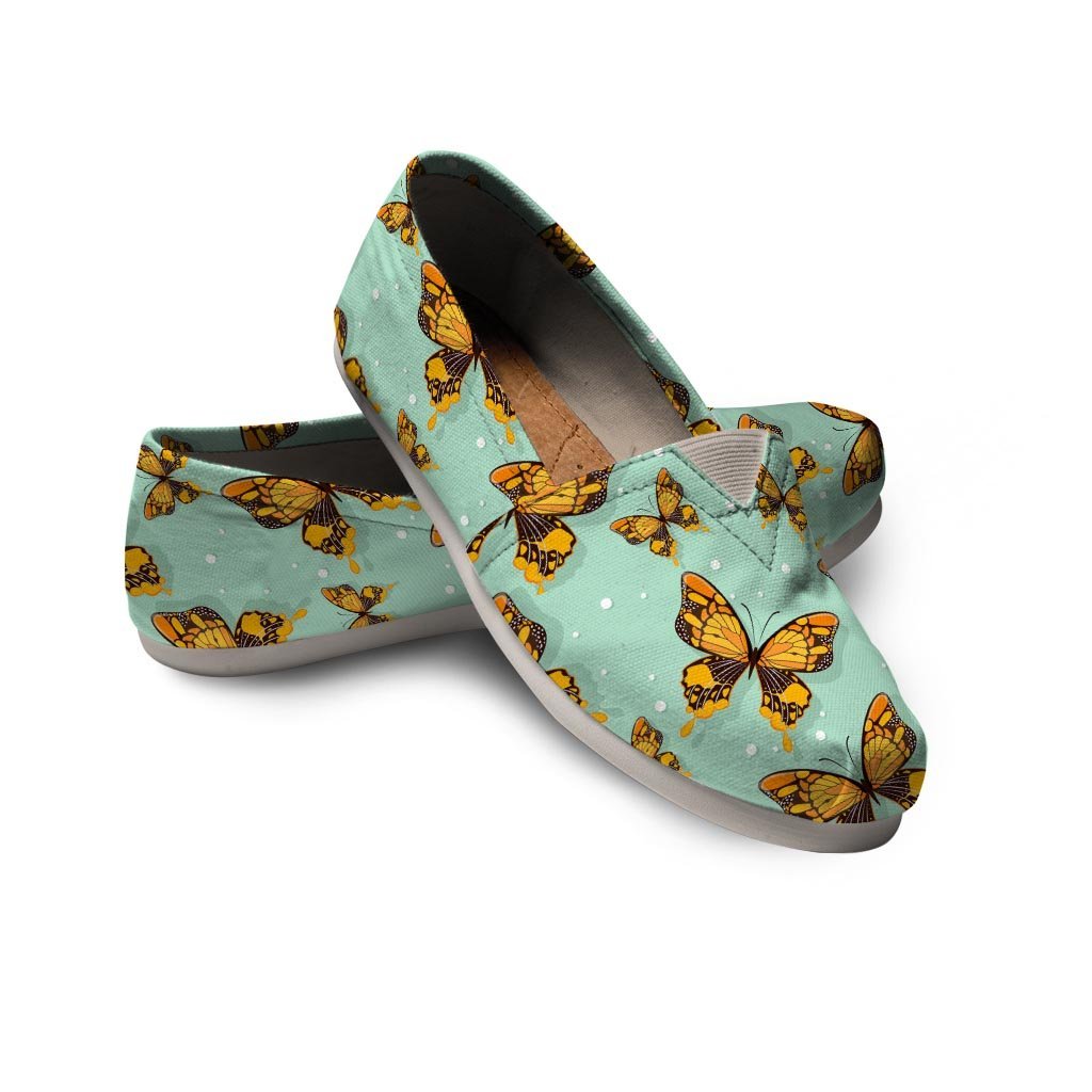 Yellow Butterfly Print Canvas Shoes-grizzshop