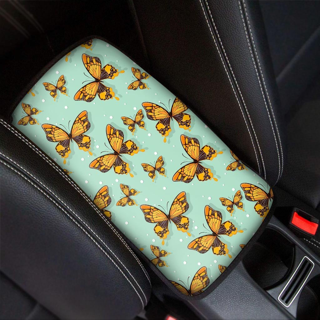 Yellow Butterfly Print Car Console Cover-grizzshop