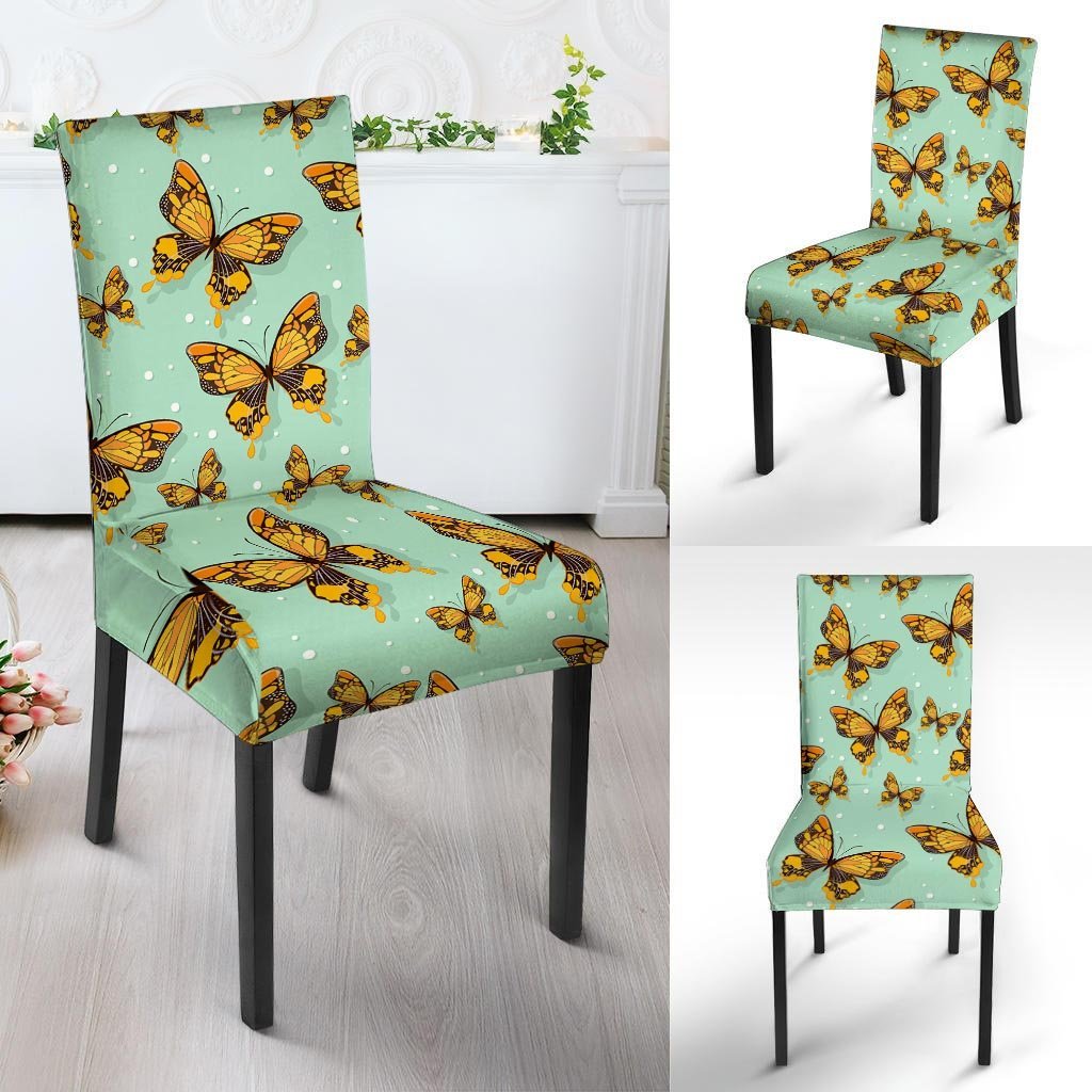 Yellow Butterfly Print Chair Cover-grizzshop