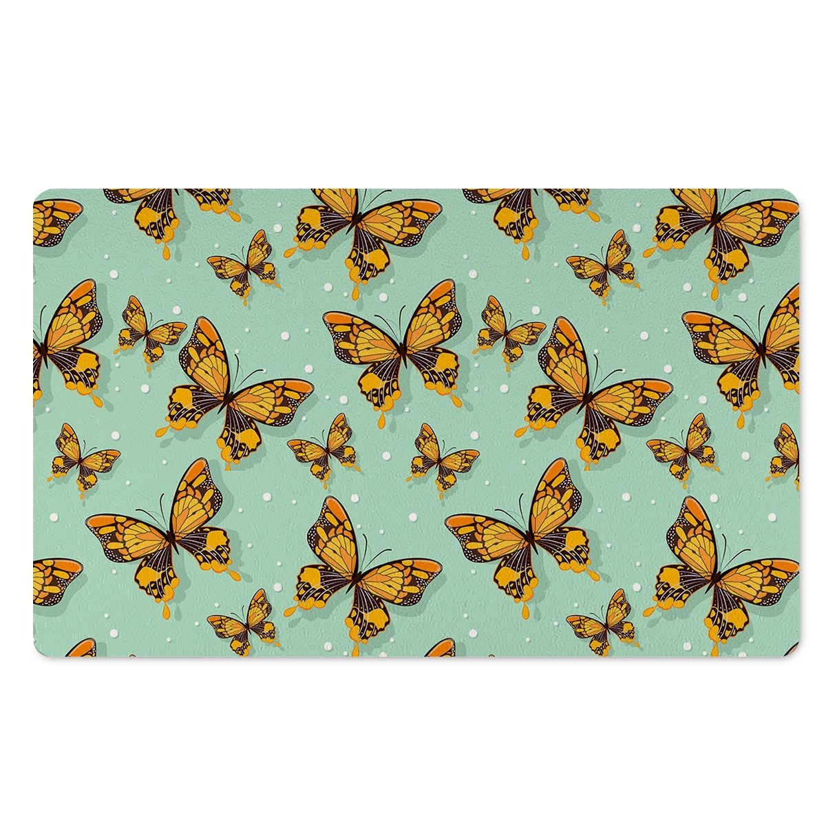 Yellow Butterfly Print Door Mat-grizzshop