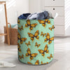 Yellow Butterfly Print Laundry Basket-grizzshop