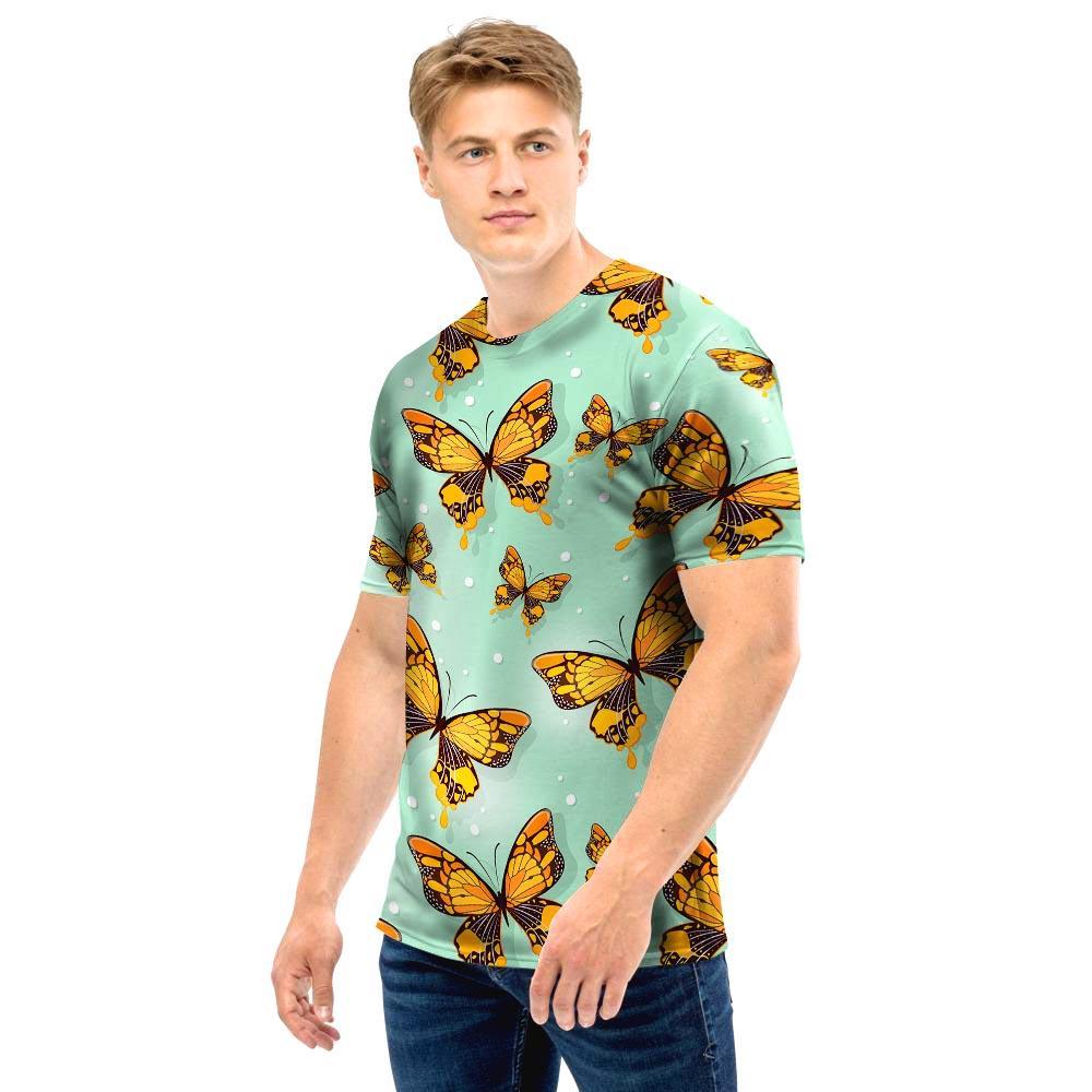 Yellow Butterfly Print Men T Shirt-grizzshop