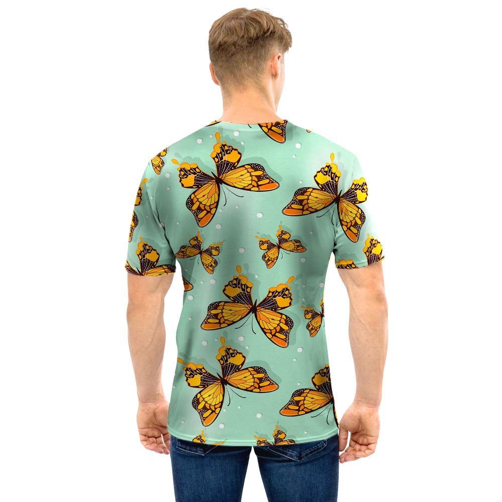 Yellow Butterfly Print Men T Shirt-grizzshop