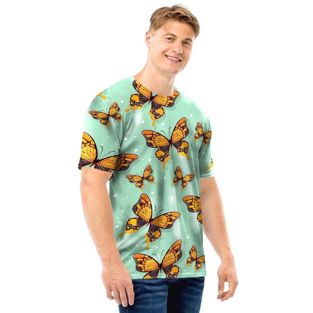 Yellow Butterfly Print Men T Shirt-grizzshop