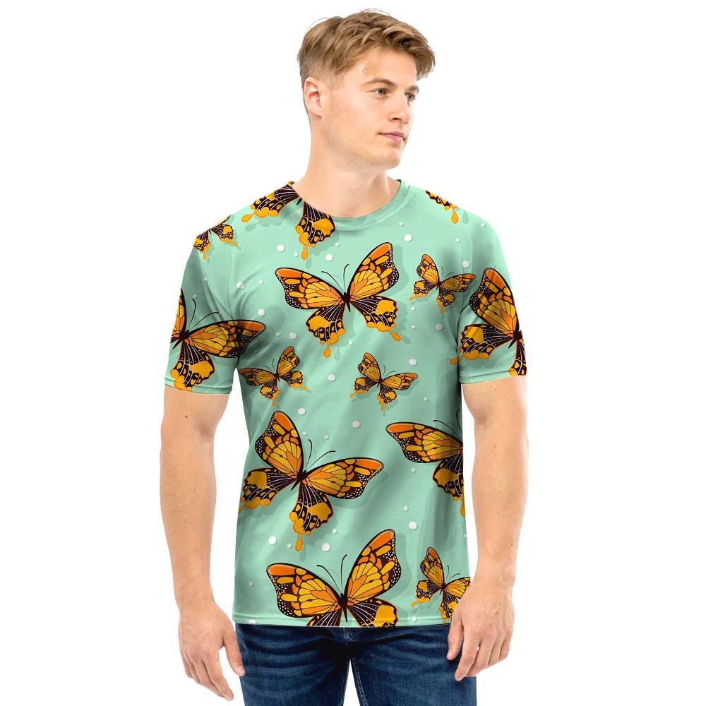 Yellow Butterfly Print Men T Shirt-grizzshop