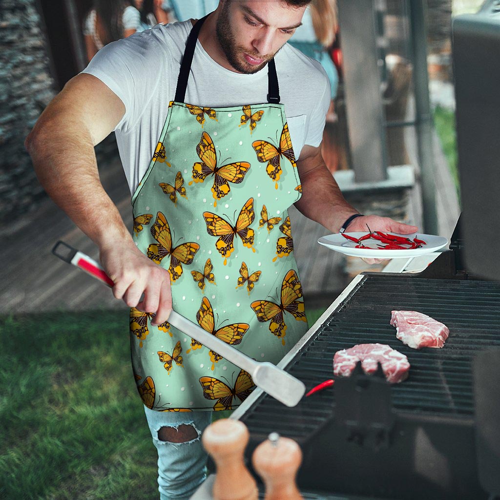 Yellow Butterfly Print Men's Apron-grizzshop