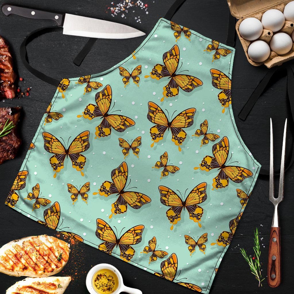 Yellow Butterfly Print Men's Apron-grizzshop