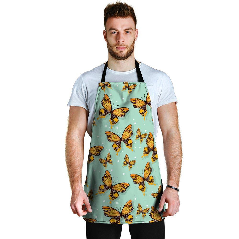 Yellow Butterfly Print Men's Apron-grizzshop