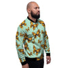 Yellow Butterfly Print Men's Bomber Jacket-grizzshop