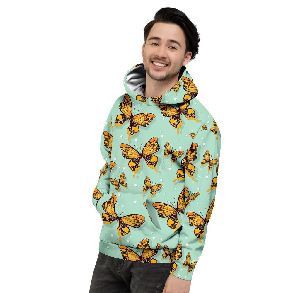 Yellow Butterfly Print Men's Hoodie-grizzshop