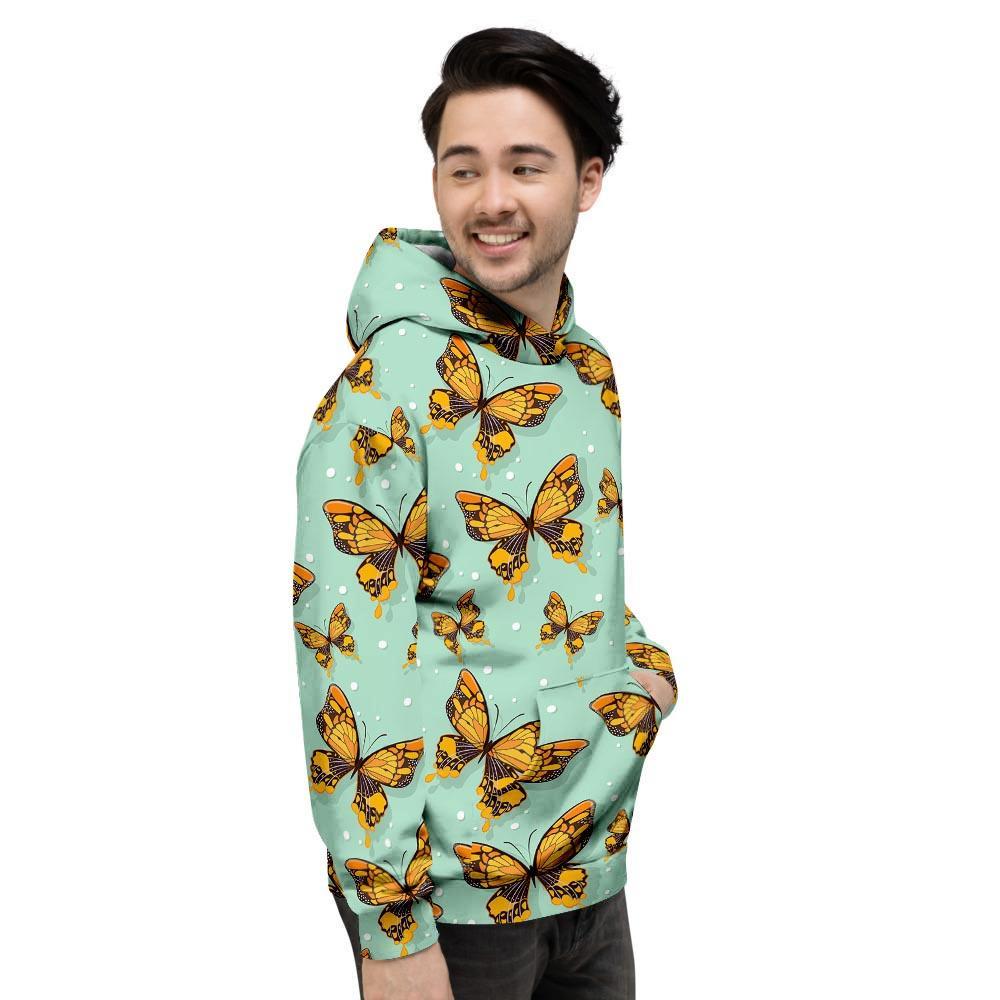 Yellow Butterfly Print Men's Hoodie-grizzshop