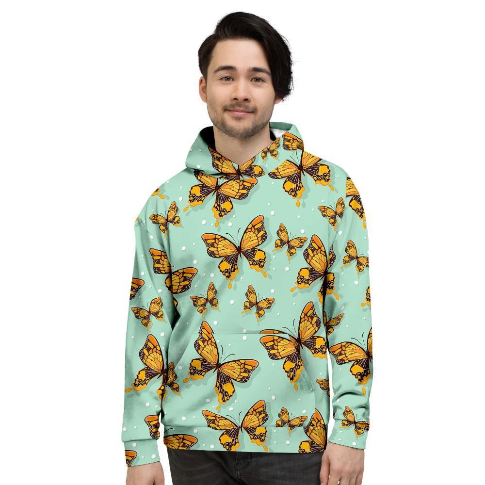 Yellow Butterfly Print Men's Hoodie-grizzshop
