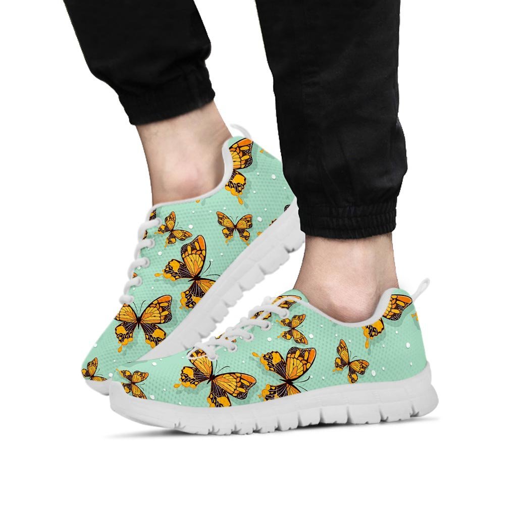 Yellow Butterfly Print Men's Sneakers-grizzshop