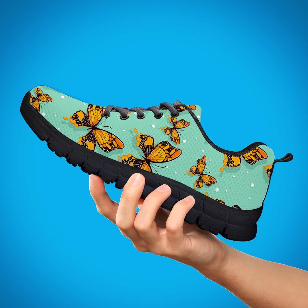 Yellow Butterfly Print Men's Sneakers-grizzshop