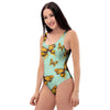 Yellow Butterfly Print One Piece Swimsuite-grizzshop