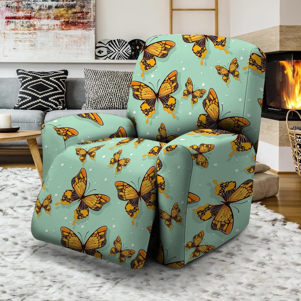 Yellow Butterfly Print Recliner Cover-grizzshop