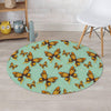 Yellow Butterfly Print Round Rug-grizzshop