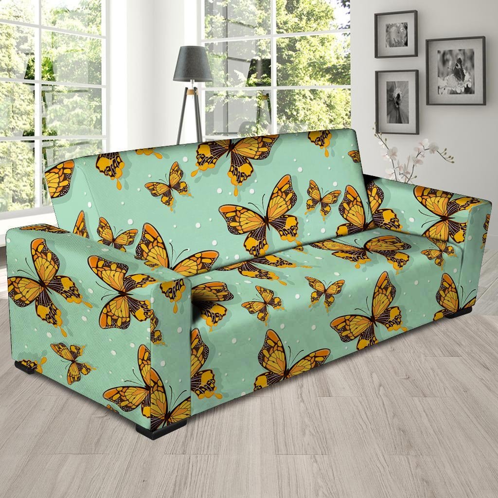 Yellow Butterfly Print Sofa Cover-grizzshop