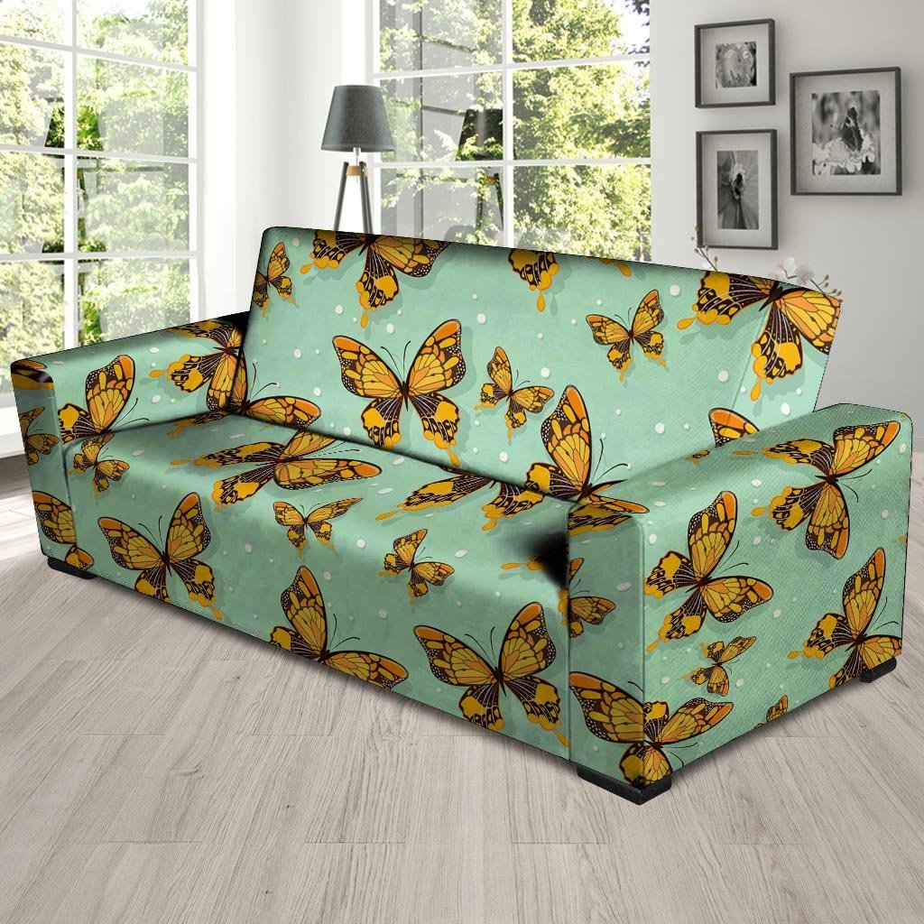 Yellow Butterfly Print Sofa Cover-grizzshop