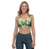 Yellow Butterfly Print Sports Bra-grizzshop