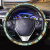 Yellow Butterfly Print Steering Wheel Cover-grizzshop