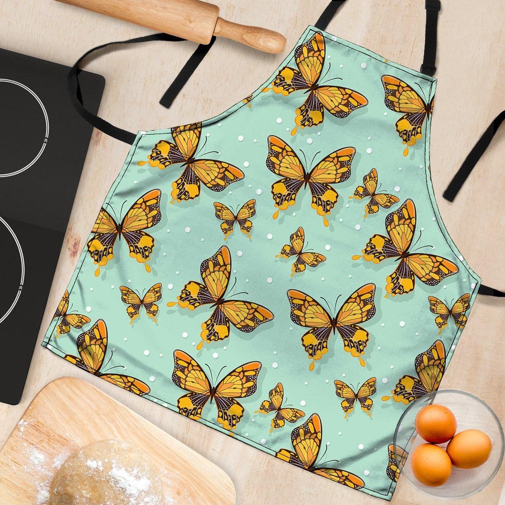 Yellow Butterfly Print Women's Apron-grizzshop