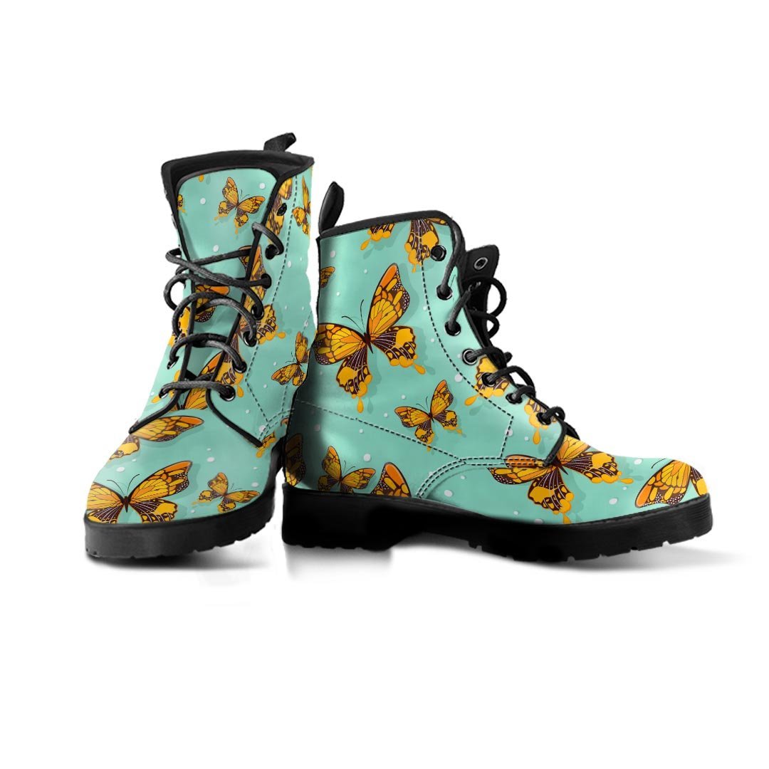 Yellow Butterfly Print Women's Boots-grizzshop