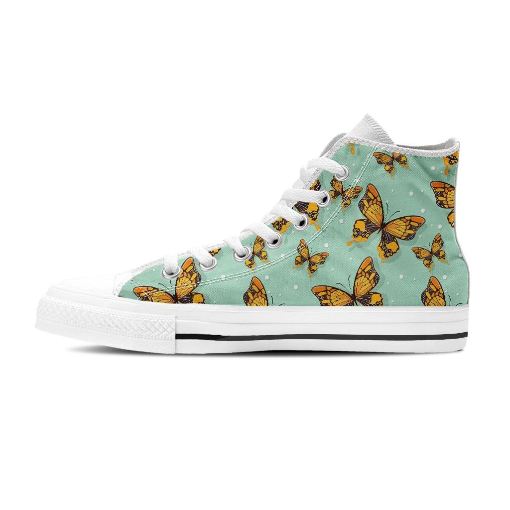 Yellow Butterfly Print Women's High Top Shoes-grizzshop