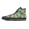 Yellow Butterfly Print Women's High Top Shoes-grizzshop