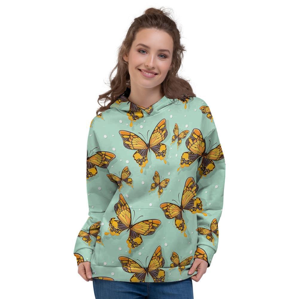 Yellow Butterfly Print Women s Hoodie