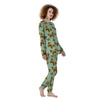 Yellow Butterfly Print Women's Pajamas-grizzshop