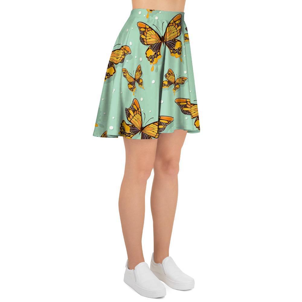 Yellow Butterfly Print Women's Skirt-grizzshop
