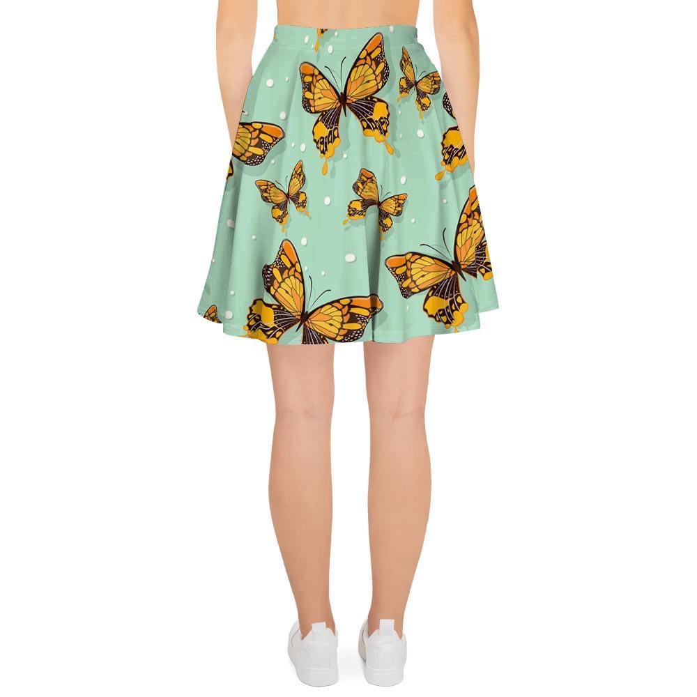 Yellow Butterfly Print Women's Skirt-grizzshop