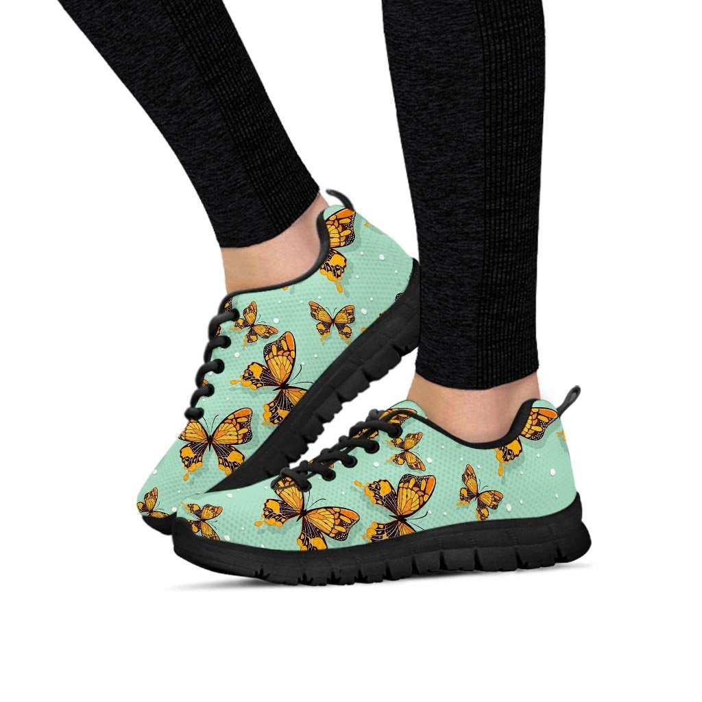 Yellow Butterfly Print Women's Sneakers-grizzshop