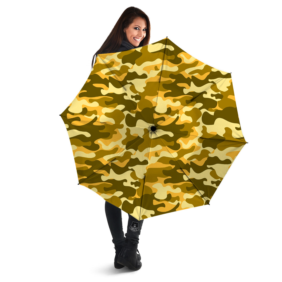 Yellow Camo And Camouflage Print Umbrella-grizzshop