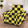Yellow Checkered Print Armchair Cover-grizzshop