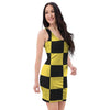 Yellow Checkered Print Bodycon Dress-grizzshop