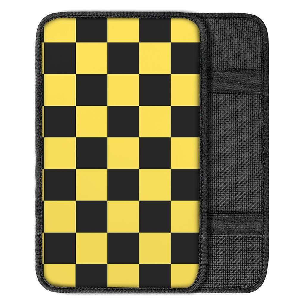 Yellow Checkered Print Car Console Cover-grizzshop