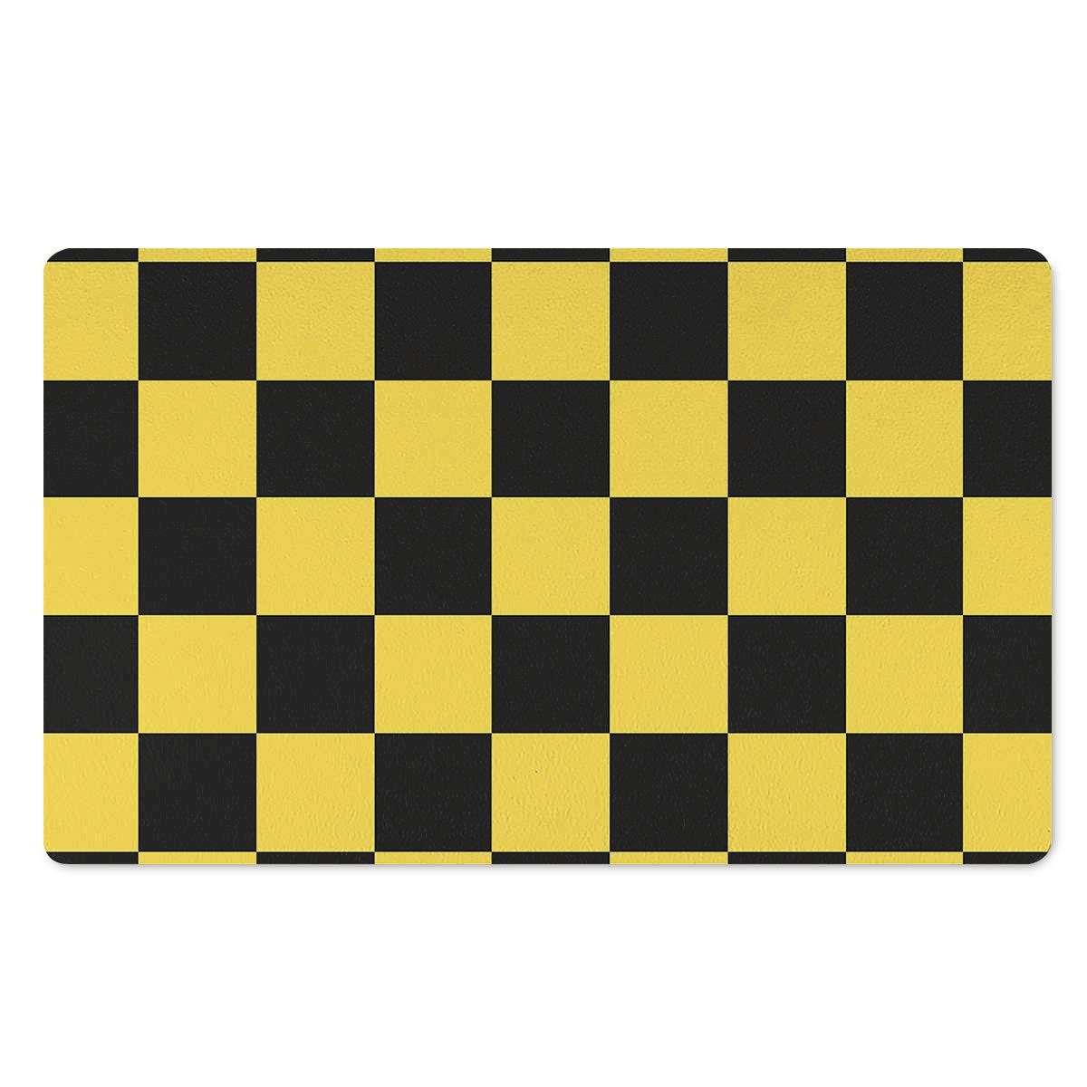 Yellow Checkered Print Door Mat-grizzshop